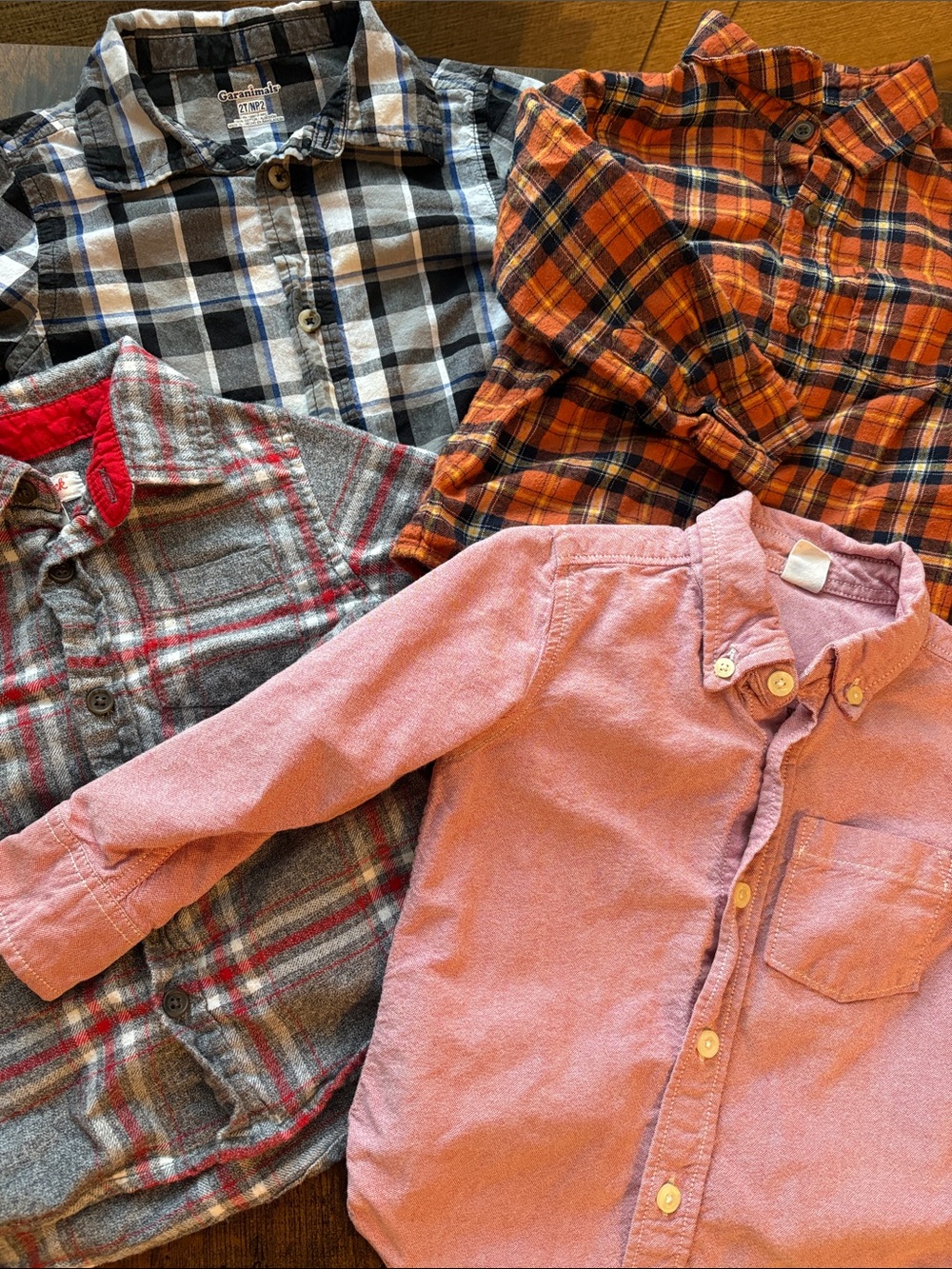 4 Pack Toddler Long Sleeve Button Up Shirts.